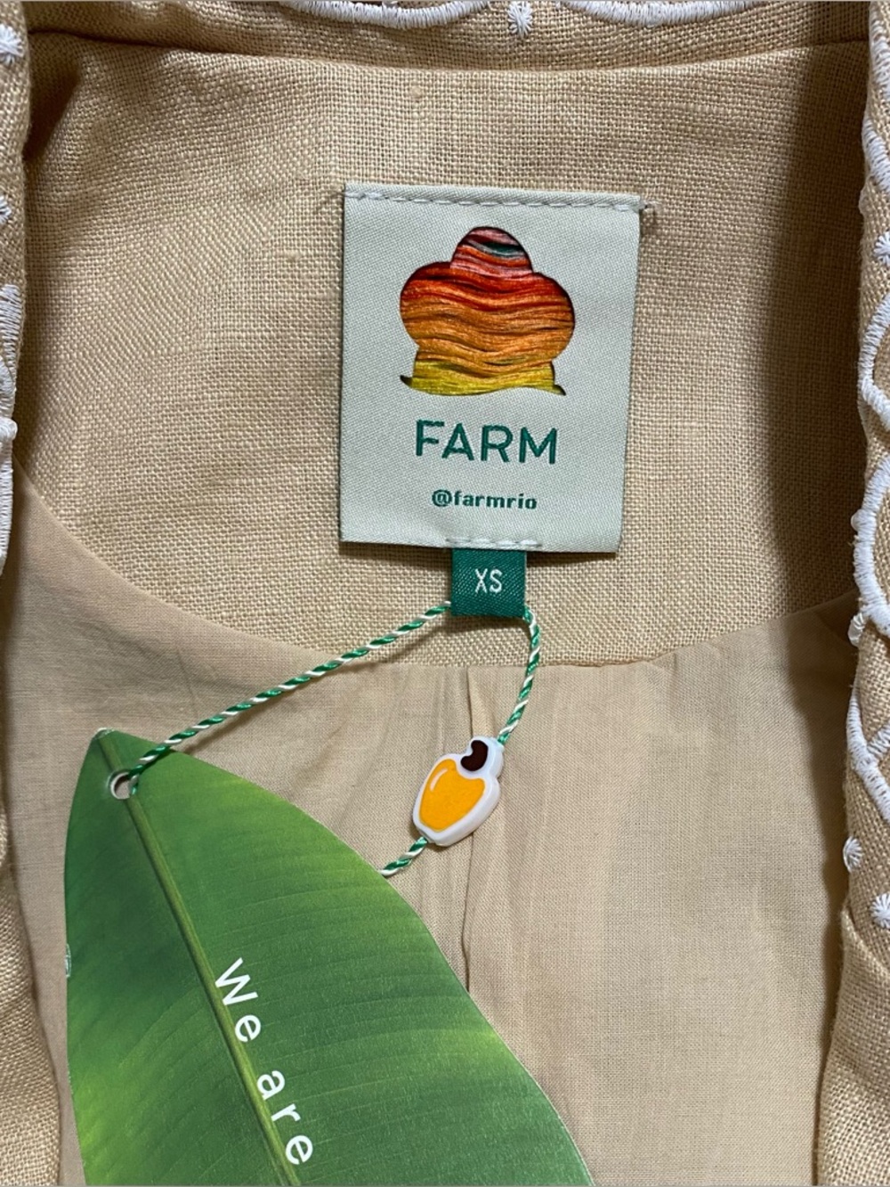NWT FARM Rio OVERSIZE Embroidered Linen Blazer SIze XS - Picture 9 of 10